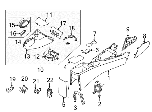 2016 Kia Soul Center Console Indicator Cover Assembly Diagram for 84654B2000ASB