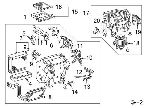 2004 Lexus GX470 Blower Motor & Fan Unit Sub-Assy, Heater Radiator Diagram for 87107-35100