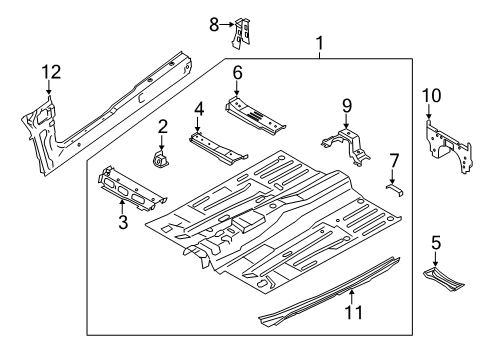 2021 Ford Transit Connect Floor & Rails Rear Reinforcement Diagram for DV6Z-9010120-A