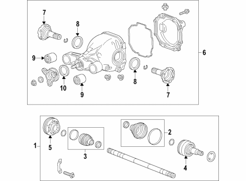 2020 Cadillac CT5 Rear Axle, Differential, Drive Axles, Propeller Shaft Drive Axle Diagram for 84859332