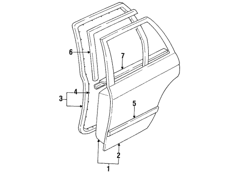 1985 Nissan Maxima Rear Door WEATHERSTRIP Rear Door L Diagram for 82831-01E00