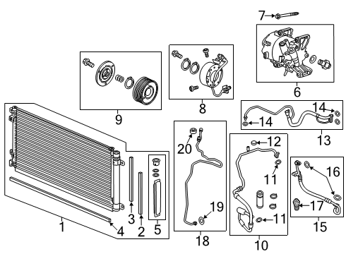 2020 Honda Civic Air Conditioner Pipe, Receiver Diagram for 80341-TGG-A01