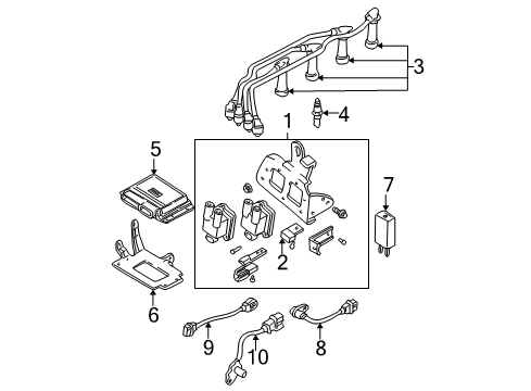 2004 Hyundai Elantra Ignition System Engine Control Module Unit Diagram for 39120-23170