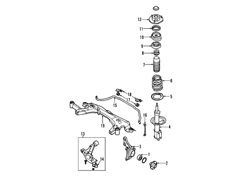 2002 Daewoo Nubira Front Suspension Components, Lower Control Arm, Stabilizer Bar Stabilizer Link Diagram for 95994977