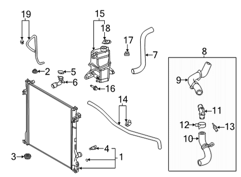 2022 Toyota Highlander Radiator & Components Upper Hose Diagram for 16572-F0150