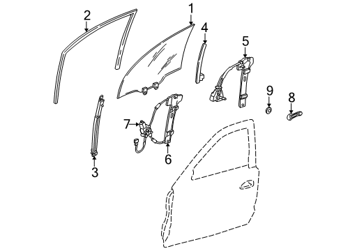 2004 Honda Civic Door - Glass & Hardware Sash, R. FR. Door (Lower) (FR) Diagram for 72230-S5P-A01
