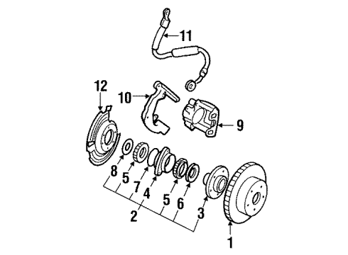 1988 Jeep Wagoneer Front Brakes Hub-Locking Diagram for 5017769AA