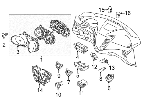 2017 Hyundai Veloster Instruments & Gauges Cluster Assembly-Instrument Diagram for 94001-2V331-RDR
