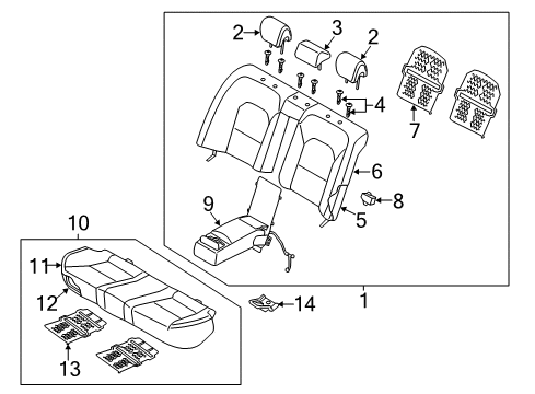 2018 Kia Cadenza Rear Seat Components Rear Seat Back Armrest Assembly Diagram for 89900F6000YFA