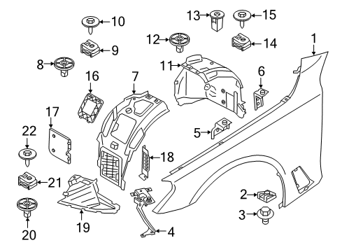 2019 BMW 530e xDrive Fender & Components Cover, Bulb Replacement Diagram for 51717340199