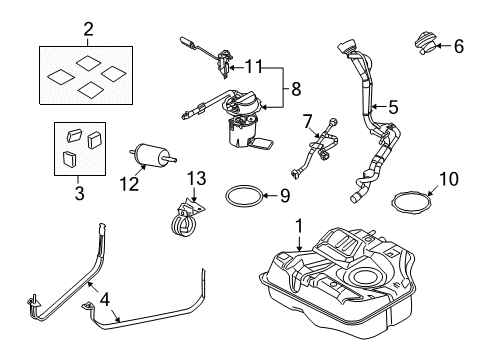 2008 Ford Focus Fuel Supply Fuel Filter Bracket Diagram for 6S4Z-9A335-AA