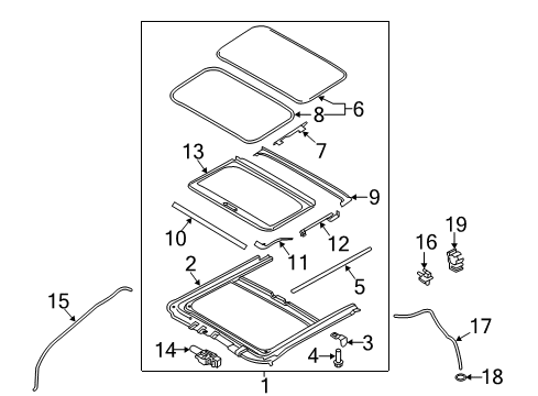 2014 Hyundai Accent Sunroof Sunroof Glass Panel Assembly Diagram for 816101R000