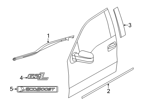 2012 Ford F-150 Exterior Trim - Front Door Upper Molding Diagram for 6L3Z-1520555-AA