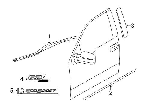 2012 Ford F-150 Exterior Trim - Front Door Upper Molding Diagram for 6L3Z-1520554-ZA