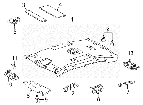 2015 Toyota Camry Interior Trim - Roof Headliner Pad Diagram for 63348-06050