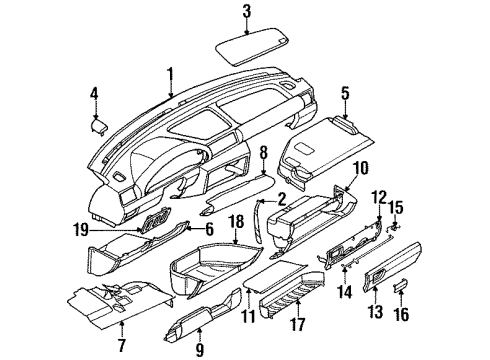 1996 BMW 318ti Instrument Panel Spring Diagram for 51168146470