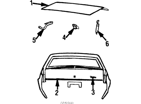 1985 Buick Riviera Trunk Lid Support, Rear Compartment Lid Strut Diagram for 20288703