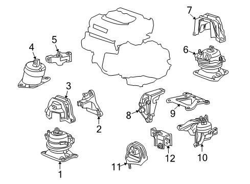 2011 Honda Accord Crosstour Engine & Trans Mounting Bracket, Engine Mounting Base (Upper) (V6) Diagram for 50685-TP6-A00