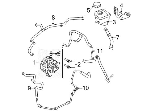 2009 Lincoln MKZ P/S Pump & Hoses, Steering Gear & Linkage Power Steering Pump Diagram for 8H6Z-3A696-A