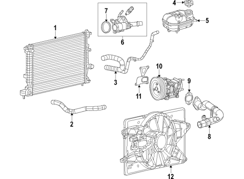 2015 Jeep Renegade Cooling System, Radiator, Water Pump, Cooling Fan Radiator Cooling Diagram for 68461973AA