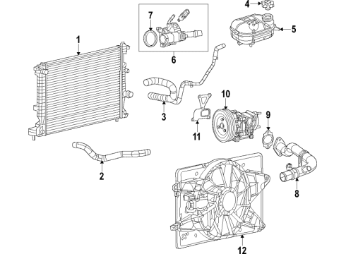 2021 Jeep Renegade Cooling System, Radiator, Water Pump, Cooling Fan Radiator Cooling Diagram for 68461974AA