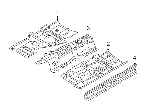 2017 Infiniti Q50 Pillars, Rocker & Floor - Floor & Rails Sill-Inner, LH Diagram for 76451-4GA0A