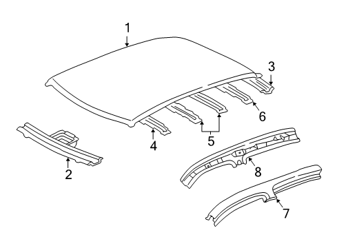 2003 Lexus GS300 Roof & Components Panel Sub-Assy, Windshield Header Diagram for 63102-30160