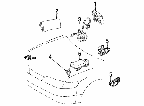 1999 Chevrolet Prizm Air Bag Components Coil, Inflator Restraint Steering Wheel Module Diagram for 94857236