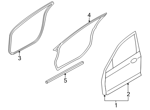 2008 Ford Fusion Front Door Weatherstrip On Body Diagram for AE5Z-5420708-AA
