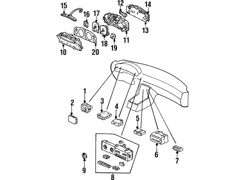 1994 Honda Accord A/C & Heater Control Units Switch Assy., Fan Diagram for 79570-SM4-003