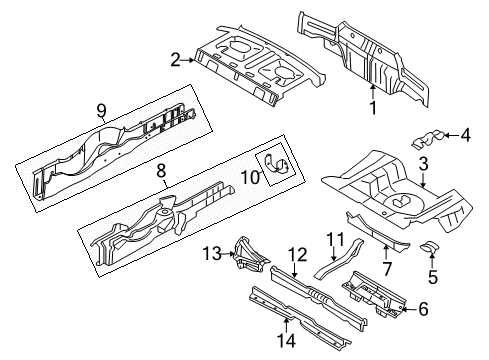 2011 Ford Mustang Rear Body Floor Pan Diagram for 8R3Z-6311215-A