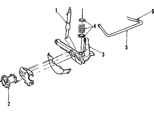 1984 Buick Riviera Rear Suspension Components, Lower Control Arm, Stabilizer Bar Bushing, Rear Stabilizer Shaft Diagram for 1614067
