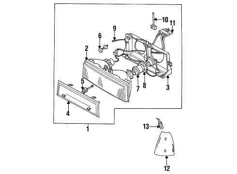 1988 Oldsmobile Delta 88 Headlamps Lamp Asm-Front Side Marker Diagram for 920117