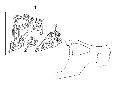 1999 Honda Accord Inner Structure - Quarter Panel Extension, R. RR. Wheel Arch Diagram for 64321-S82-A00ZZ