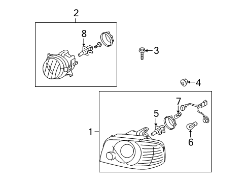 2004 Kia Optima Bulbs Passenger Side Headlight Assembly Diagram for 921043C550