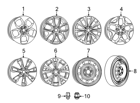 2020 Chrysler Pacifica Wheels Sparkle Silver Aluminum Wheel Diagram for 5RJ39GSAAA