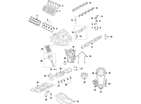 2021 Jeep Grand Cherokee L Engine Parts, Mounts, Cylinder Head & Valves, Camshaft & Timing, Oil Pan, Oil Pump, Crankshaft & Bearings, Pistons, Rings & Bearings, Variable Valve Timing DAMPER-CRANKSHAFT Diagram for 53022413AA