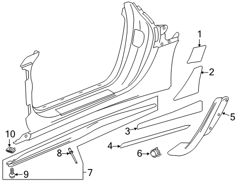 2015 Chevrolet Corvette Exterior Trim - Pillars, Rocker & Floor Stone Guard Diagram for 23494462