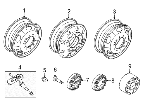 2015 Ford F-250 Super Duty Wheels Wheel Cap Diagram for 5C3Z-1130-MA