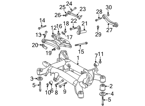 2002 BMW 525i Rear Suspension Components, Lower Control Arm, Upper Control Arm, Ride Control, Stabilizer Bar Stopper, Front Diagram for 33311094219