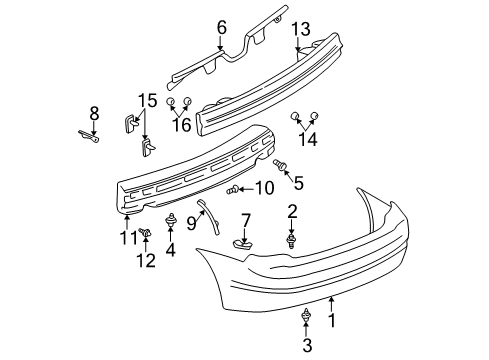 2002 Oldsmobile Alero Rear Bumper License Lamp Retainer Diagram for 10089262