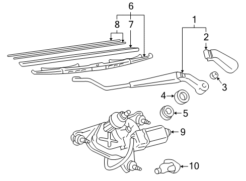 2002 Lexus RX300 Wiper & Washer Components Cover, Rear Wiper Arm Diagram for 85292-44020
