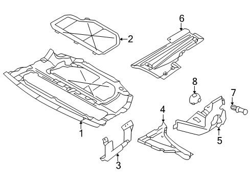 1995 BMW 740i Splash Shields Upper Left Engine Compartment Cover Diagram for 51718201163