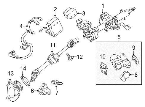 2015 Toyota Camry Ignition Lock Column Bracket Diagram for 45020-06130