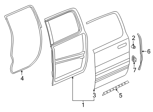 2019 Ram 1500 Rear Door WEATHERSTRIP-Rear Door SILL Diagram for 68291623AA