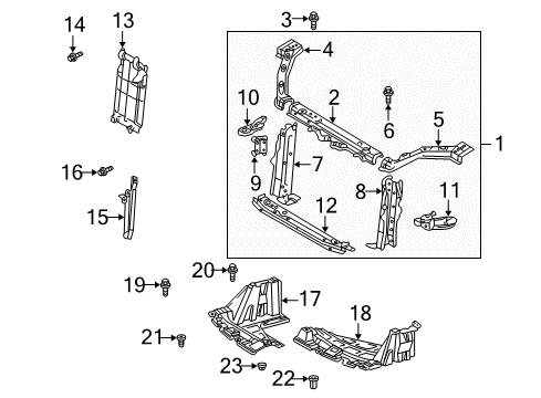 2001 Toyota Echo Radiator Support Under Cover Diagram for 51442-52010