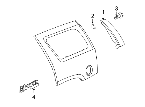 2008 Chevrolet Tahoe Exterior Trim - Quarter Panel Applique Asm-Quarter Panel Upper *Less Finish Diagram for 25931407