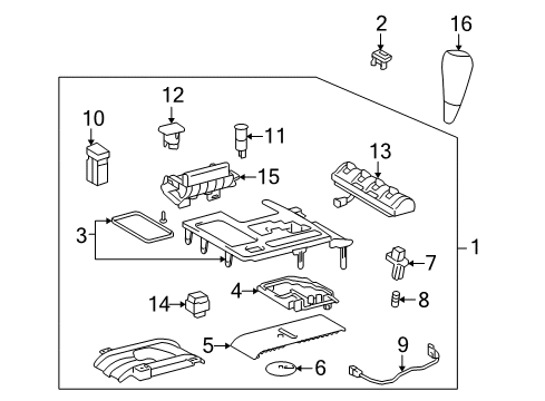 2011 Lexus LX570 Console Knob Sub-Assembly, Shift Diagram for 33504-60360-C0