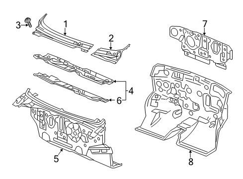 2015 Chevrolet Spark Cowl Cowl Grille Diagram for 95328699