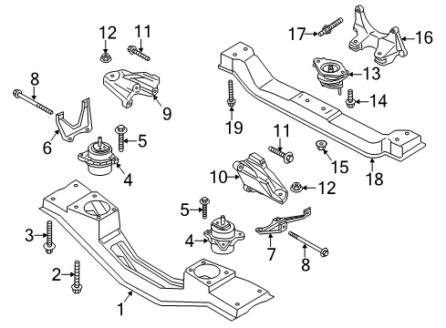 2021 Ford Transit-250 Engine & Trans Mounting Engine Crossmember Mount Bolt Diagram for -W709637-S439